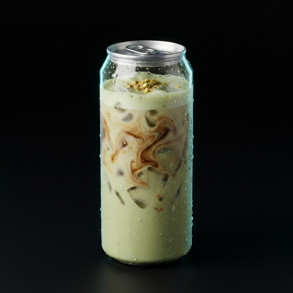 Pistachio Kiss — Coffee with pistachio, white chocolate & vanilla and a raspberry cold foam.